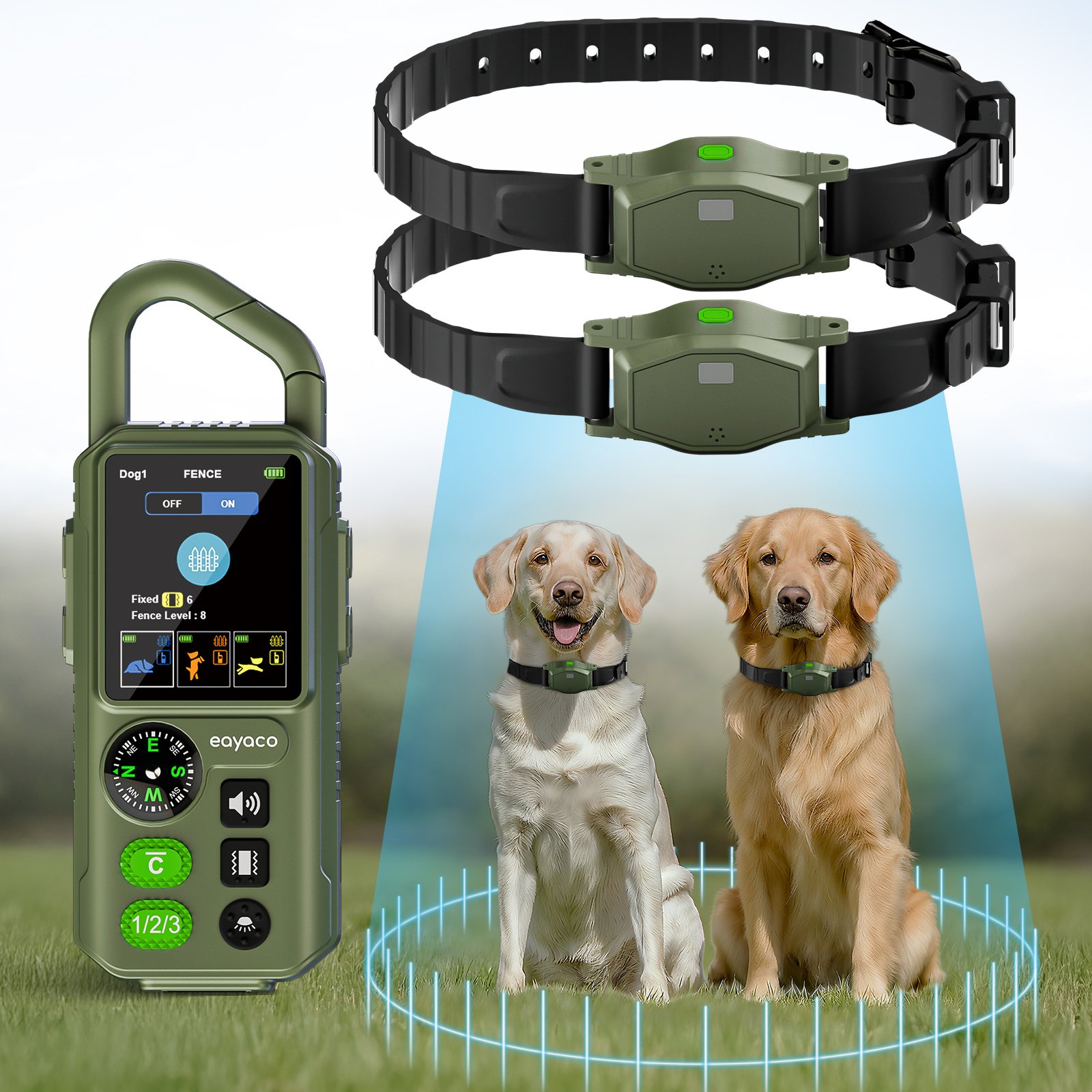 eayaco Dual receiver collar kit with handheld remote